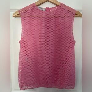 Vintage Miu Miu SS2000 pink mesh see-through tank top